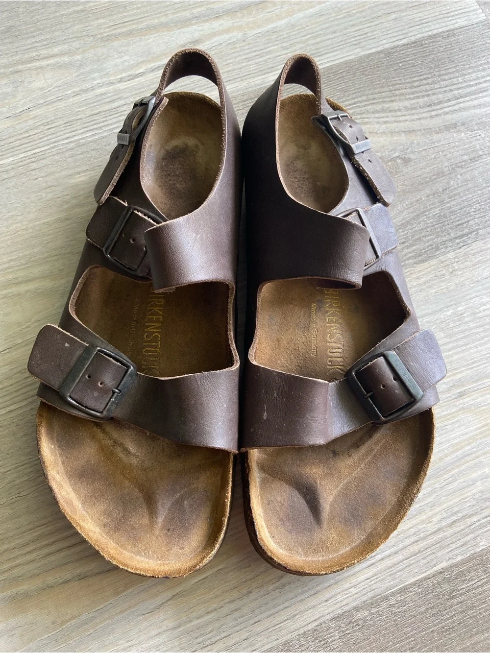 Birkenstock Milano Habana Brown Oiled Leather Sandals Men’s Size 12/ EU 45